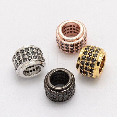 Column Brass Micro Pave Cubic Zirconia European Beads ZIRC-P013-05-FF-1