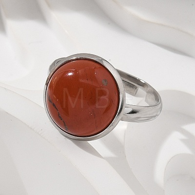 Half Round Natural Red Jasper Finger Rings X-RJEW-M062-01P-19-1