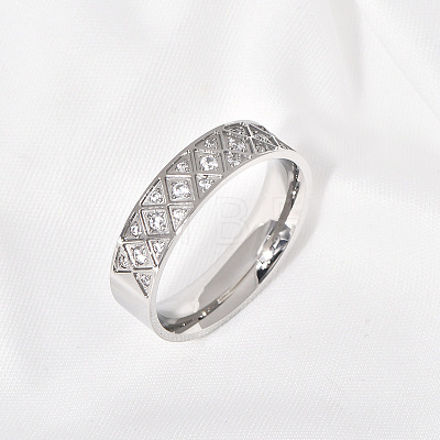 304 Stainless Steel with Clear Cubic Zirconia Finger Rings FS-WG2FC1C-12-1