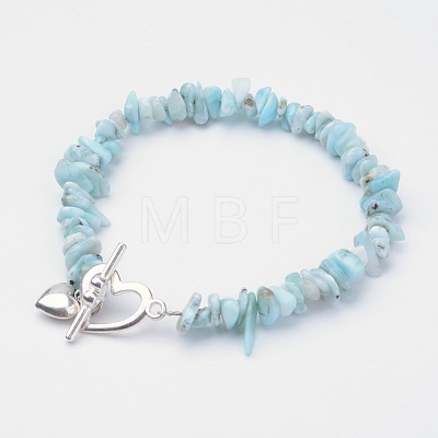 Natural Larimar Beaded Bracelets BJEW-JB02681-01-1