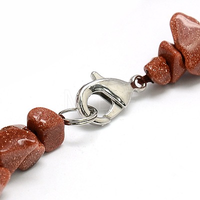 Classic Synthetic Goldstone Chip Beaded Necklaces X-NJEW-L055-10-1