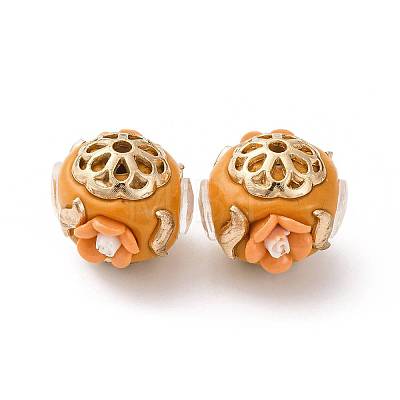 Handmade Resin Indonesia Round Beads IPDL-P005-23KCG-01-1