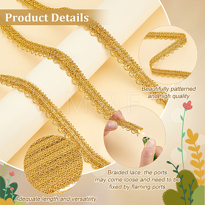 Polyester Braided Metallic Lace Trim SRIB-WH0011-180A-01-1