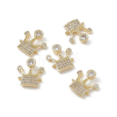 Brass Pave Clear Cubic Zirconia Connector Charms KK-E068-VB348-1