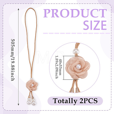 Cloth Flower & Plastic Pearl & Cotton Cord Curtain Tiebacks AJEW-TAC0038-38B-1