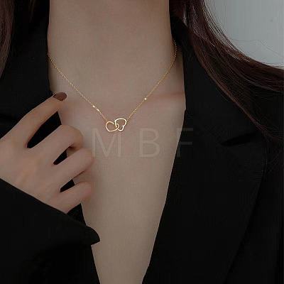 Alloy Double Heart Ring Pendant Necklaces for Women WG971C7-02-1