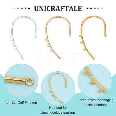 Unicraftale 18Pcs 3 Colors Iron Ear Cuff Findings EJEW-UN0002-31-1