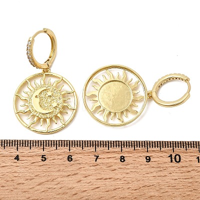 Sun Brass Hoop Earrings EJEW-H180-30B-G-1