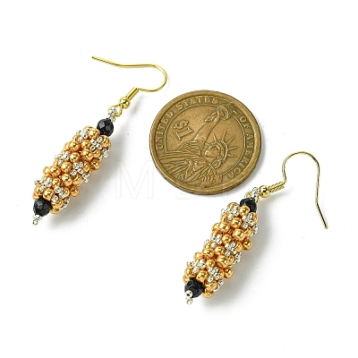 Oval Glass Seed Dangle Earrings EJEW-MZ00147-01-1