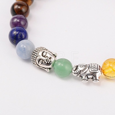 Stretch Buddhist Jewelry Multi-Color Gemstone Chakra Bracelets BJEW-JB01690-01-1