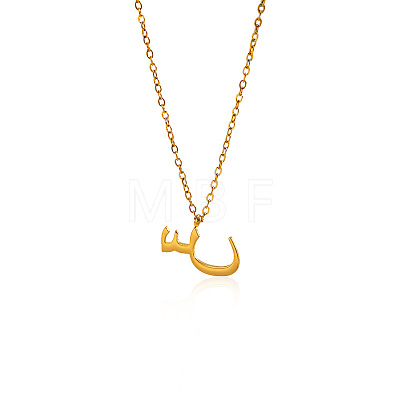 304 Stainless Steel Arabic Initial Letter Pendant Necklaces FS-WG7B6CA-13-1