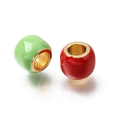 Brass Enamel European Beads KK-Z163-05G-1