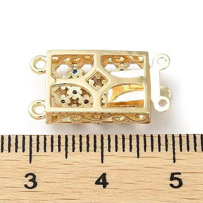 Brass Micro Pave Cubic Zirconia Box Clasps KK-F862-32G-02-1