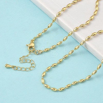 2.5MM Brass Rice Ball Chain Necklaces NJEW-P339-04G-1
