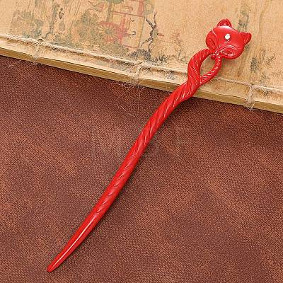 Fox Shaped Wood Hair Sticks for Women Girls PW-WG85867-02-1