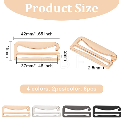 Olycraft 8Pcs 4 Colors Zinc Alloy Underwear Strap Buckles FIND-OC0003-08D-1