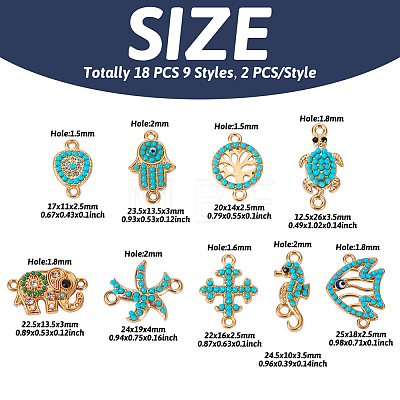 18Pcs 9 Styles Alloy Connector Charms FIND-TA0002-21-1
