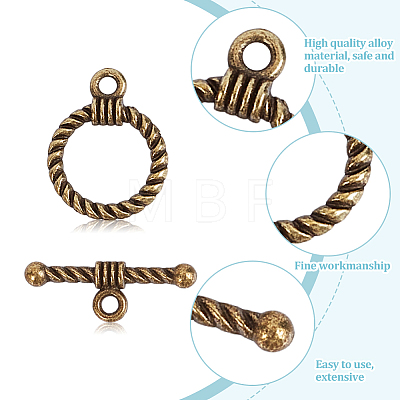 150Pcs Tibetan Style Alloy Toggle Clasps FIND-GO0002-99AB-1