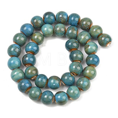 Handmade Fancy Antique Glazed Porcelain Ceramic Round Beads Strands PORC-L019-10mm-11-1