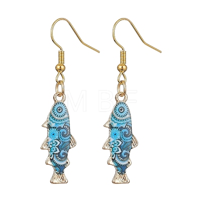 Light Gold Alloy Enamel Dangle Earrings EJEW-JE05607-02-1