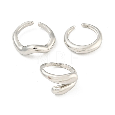 3Pcs Alloy Open Cuff Rings Kit for Women RJEW-K260-06P-1
