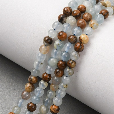 Natural Blue Calcite Beads Strands G-K427-A01-4mm-1