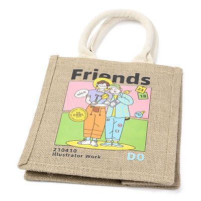 Jute Tote Bags Soft Cotton Handles Laminated Interior ABAG-F003-09C-1