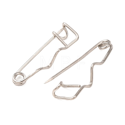 Iron Wave Safety Pin Brooch Findings JEWB-Z050-01P-01-1
