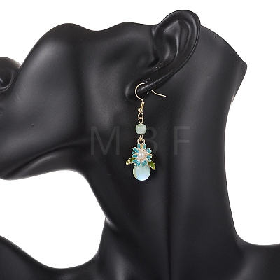 Flower Alloy Enamel Dangle Earrings EJEW-JE06973-1