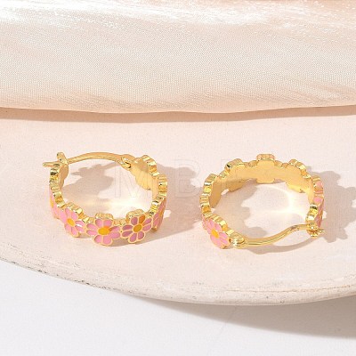 Brass Enamel Hoop Earrings for Women EJEW-A167-27A-02-1