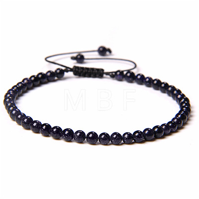 4mm Synthetic Blue Goldstone Beaded Braided Bracelets SY1950-15-1