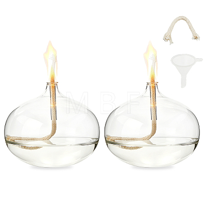 Transparent Glass Candle Holders with Candle Wick DIY-WH0308-996C-1