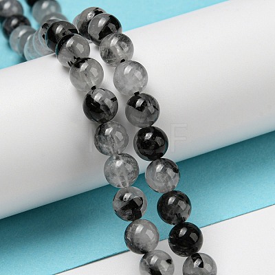 Grade A Natural Tourmalinated Quartz/Black Rutilated Quartz Beads Strands G-R494-A06-02-1