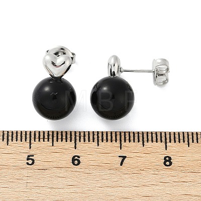 304 Stainless Steel Enamel Stud Earrings EJEW-G423-11P-1