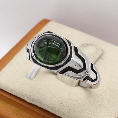 316L Surgical Stainless Steel and Synthetic Gemstone Finger Rings for Men FS-WG3E90C-11-1
