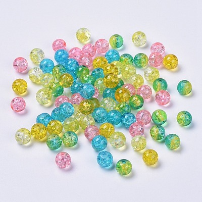 5 Colors Spray Painted & Baking Painted Crackle Glass Beads CCG-X0010-09-8mm-1