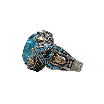 Oval Alloy with Glass Finger Rings FS-WG0E890-05-1