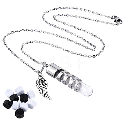 1Pc Wing 304 Stainless Steel Pendant Urn Ashes Necklaces NJEW-FG0001-28P-1