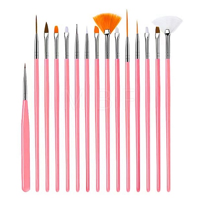 15Pcs Plastic Nail Art Brush Pens MRMJ-H004-07-1