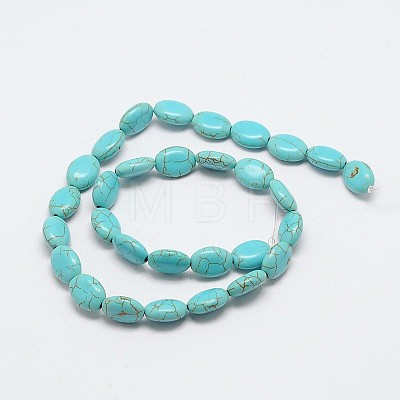 Dyed Synthetical Turquoise Oval Bead Strand X-G-P083-89G-1