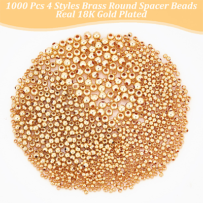  1000Pcs 4 Styles Brass Round Spacer Beads KK-NB0003-34-1