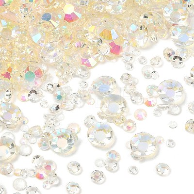 Electroplated Transparent Flat Back Resin Rhinestone Cabochons RESI-XCP0002-44F-1