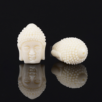 Buddha Head Resin Beads X-RESI-S046-17-1