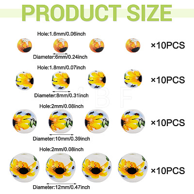 40Pcs 4 Styles Handmade Porcelain Beads PORC-TADJ0001-08A-1
