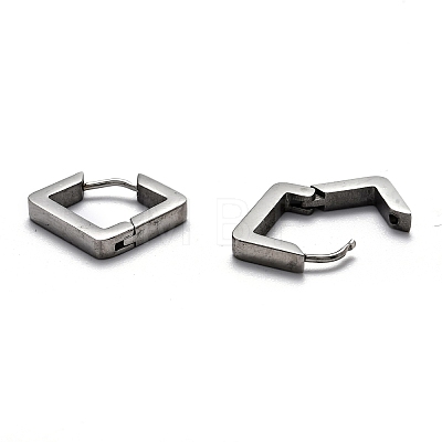 304 Stainless Steel Rhombus Huggie Hoop Earrings STAS-J033-08P-1
