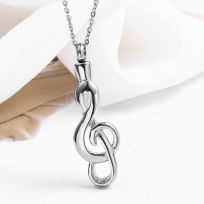 Musical Note Shape Stainless Steel Pendant Necklaces QK9956-1-1