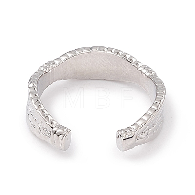 Brass Twist Rope Open Cuff Ring for Women RJEW-P079-02P-1