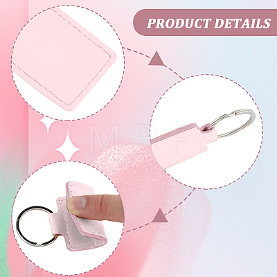 12Pcs Rectangle Imitation Leather Pendant Keychains KEYC-CL0001-52-1