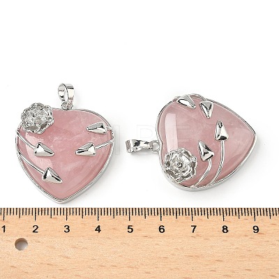 Natural Rose Quartz Heart Pendants G-S391-01P-G-1