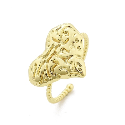 Heart Brass Cuff Rings for Women RJEW-C123-09G-1